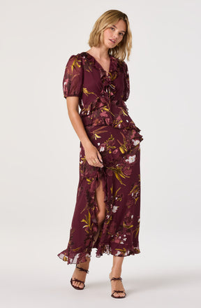 Bennet Ruffle Trim Midi Dress