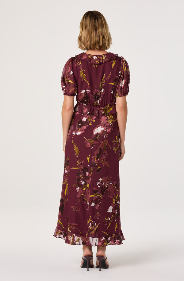Astr The Label Bennet Floral Tiered Dress in Wine Floral at Nordstrom, Size Medium Astr The Label Bennet Floral Tiered Dress in Wine Floral at Nordstrom, Size Medium