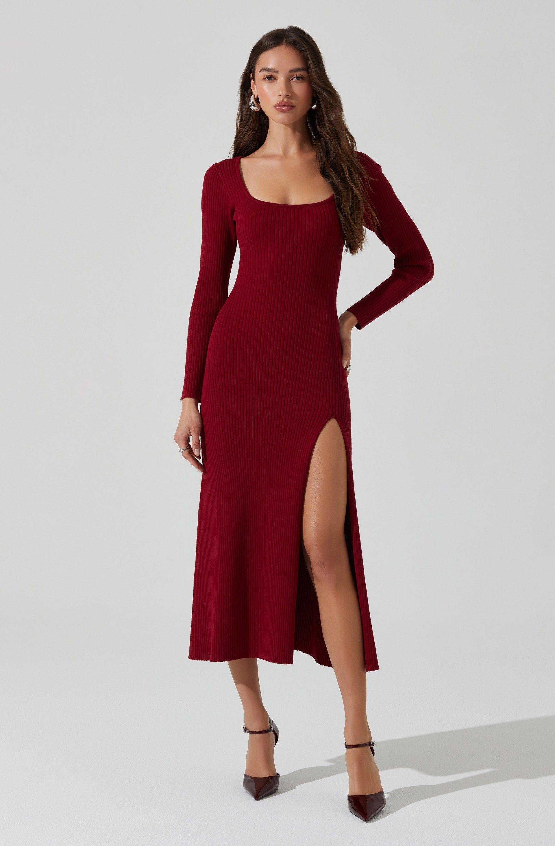 fitted lace wedding dress Kylie Ribbed Midi Sweater Dress