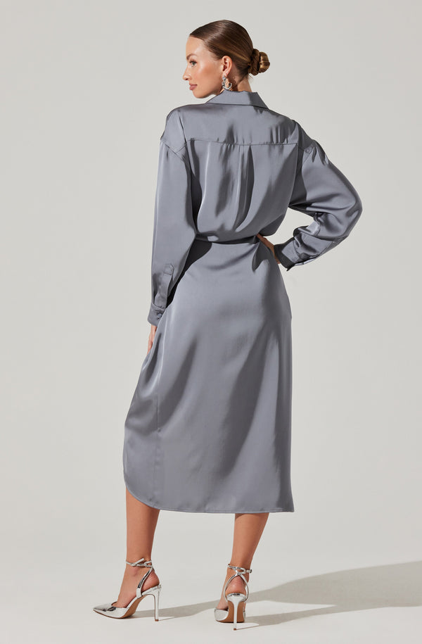 wrap shirt dress Ira Satin Wrap Shirt Dress
