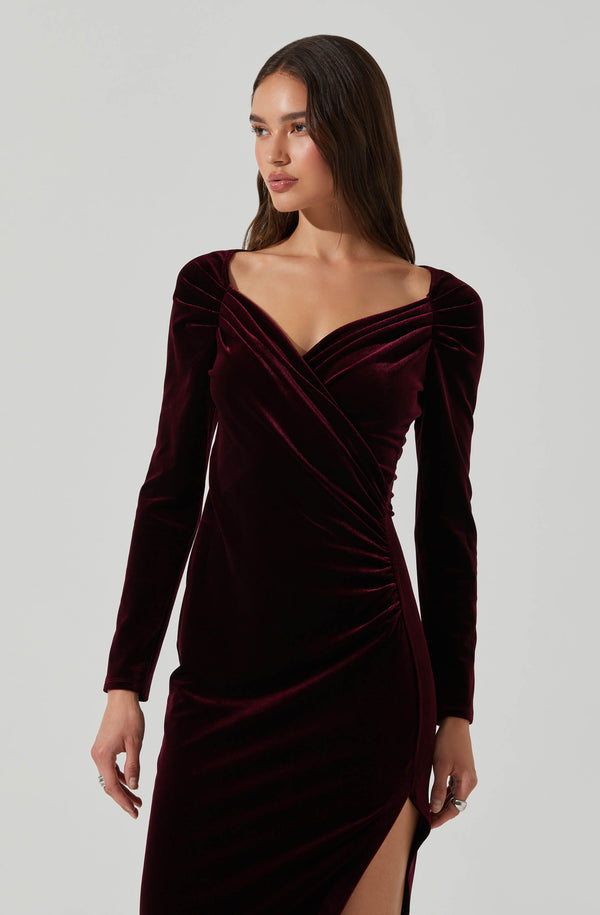 fitted lace wedding dress Sirica Velvet Off Shoulder Dress