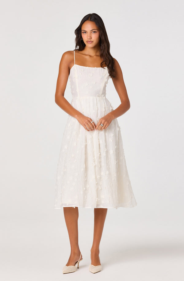 Avani 3D Floral Applique Midi Dress - ASTR the Label Avani 3D Floral Applique Midi Dress - ASTR the Label