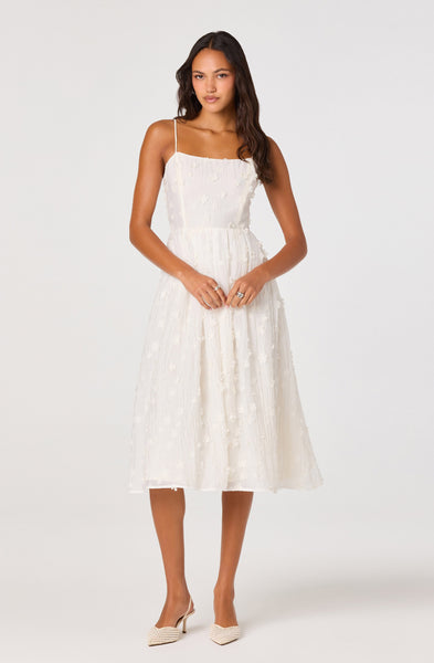 white sleeveless midi dress ASTR the Label Women's Avani Square Neck Dress - Cream