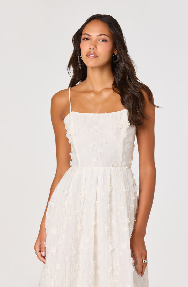 Avani 3D Floral Applique Midi Dress - ASTR the Label Avani 3D Floral Applique Midi Dress - ASTR the Label