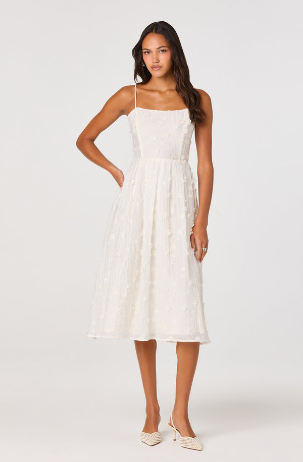 Avani 3D Floral Applique Midi Dress - ASTR the Label Avani 3D Floral Applique Midi Dress - ASTR the Label
