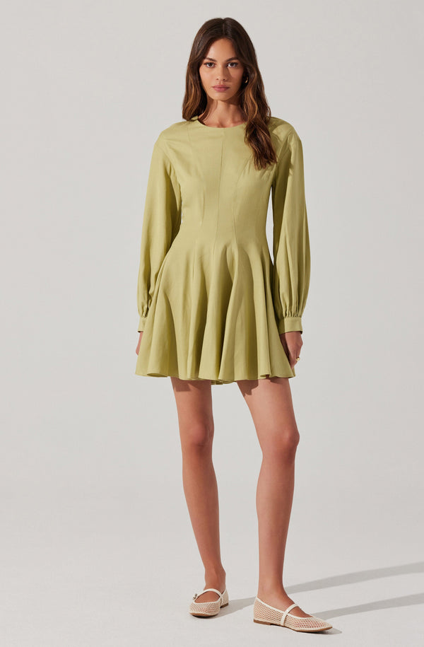 Elowyn Linen Blend Skater Dress - ASTR the Label Elowyn Linen Blend Skater Dress - ASTR the Label