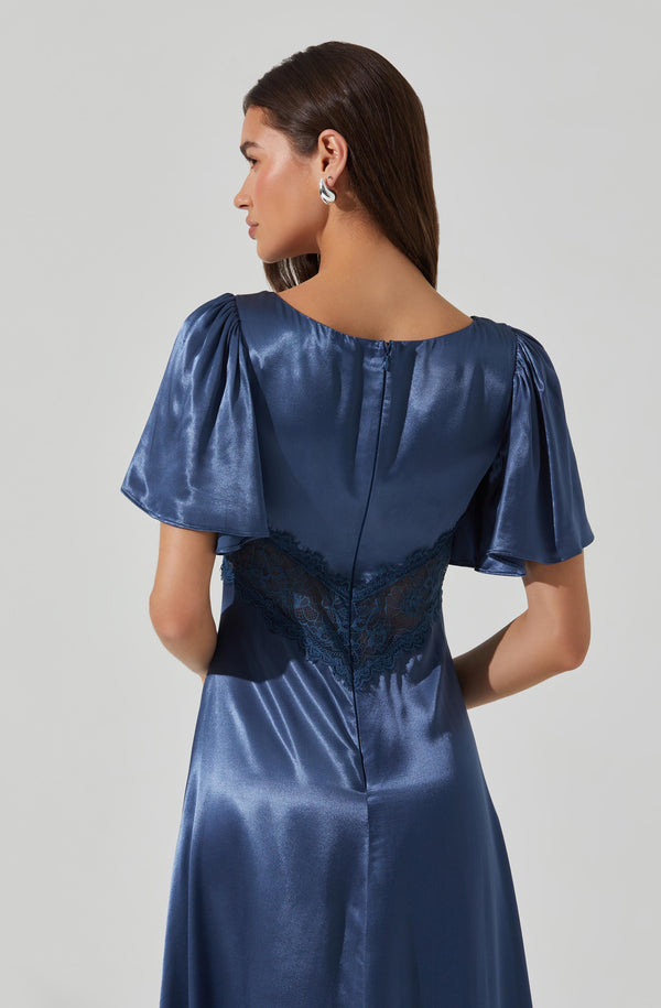Aurelia Satin V-Neck Midi Dress - ASTR the Label Aurelia Satin V-Neck Midi Dress - ASTR the Label
