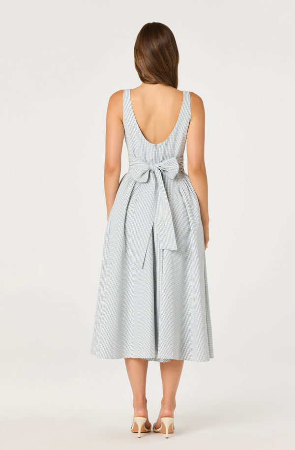 Vinya Plaid Bow-Back Midi Dress - ASTR the Label Vinya Plaid Bow-Back Midi Dress - ASTR the Label