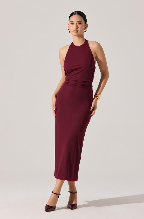 Zaira Ruched Halter Midi Dress - ASTR the Label Zaira Ruched Halter Midi Dress - ASTR the Label