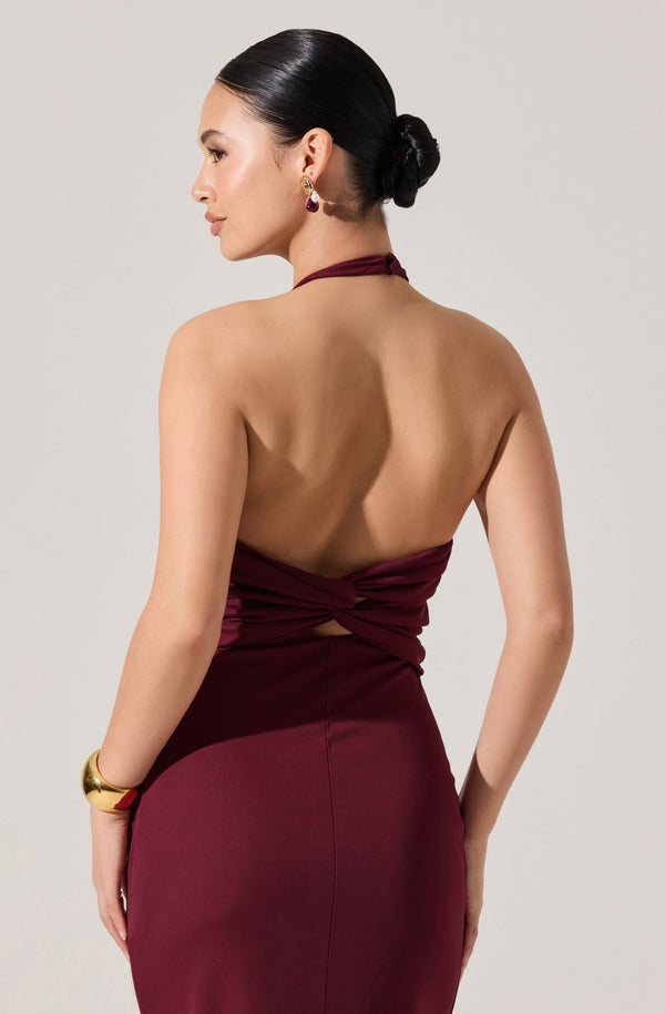 Zaira Ruched Halter Midi Dress - ASTR the Label Zaira Ruched Halter Midi Dress - ASTR the Label