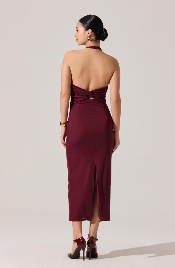 Zaira Ruched Halter Midi Dress - ASTR the Label Zaira Ruched Halter Midi Dress - ASTR the Label