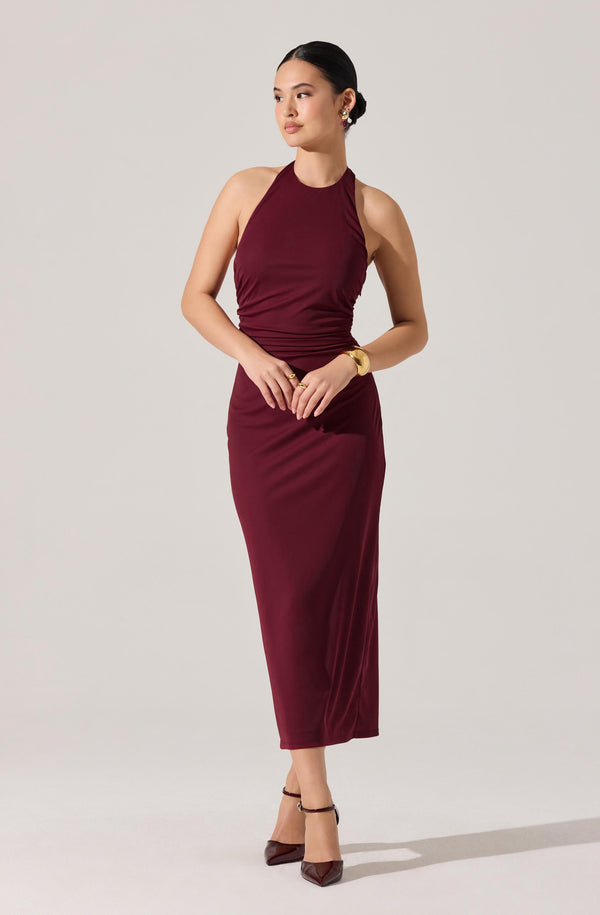 Zaira Ruched Halter Midi Dress - ASTR the Label Zaira Ruched Halter Midi Dress - ASTR the Label