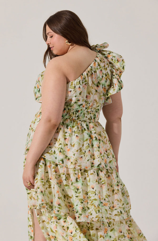 slim fit dress slacks Imelda One Shoulder Floral Maxi Dress