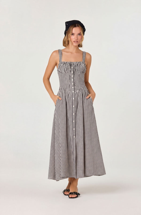 ASTR the Label | Temperance Gingham Check Maxi Dress in Black Gingham | Size XL ASTR the Label | Temperance Gingham Check Maxi Dress in Black Gingham | Size XL