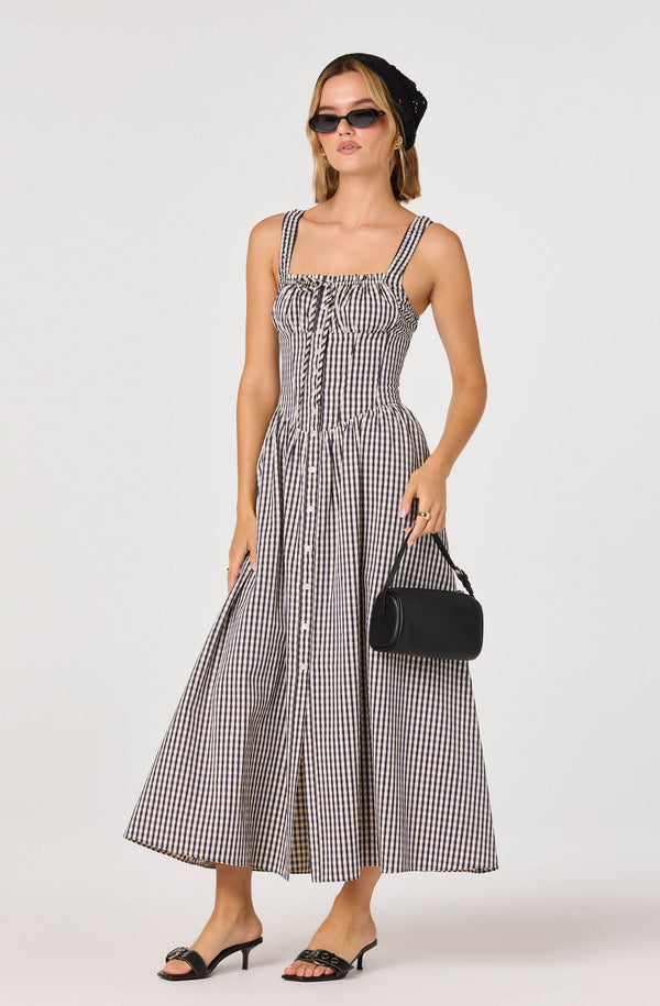 ASTR the Label | Temperance Gingham Check Maxi Dress in Black Gingham | Size XL ASTR the Label | Temperance Gingham Check Maxi Dress in Black Gingham | Size XL