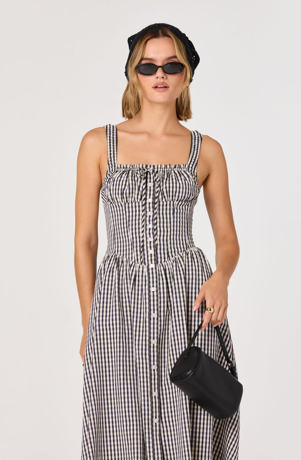 fitted lace wedding dress Temperance Gingham Check Maxi Dress
