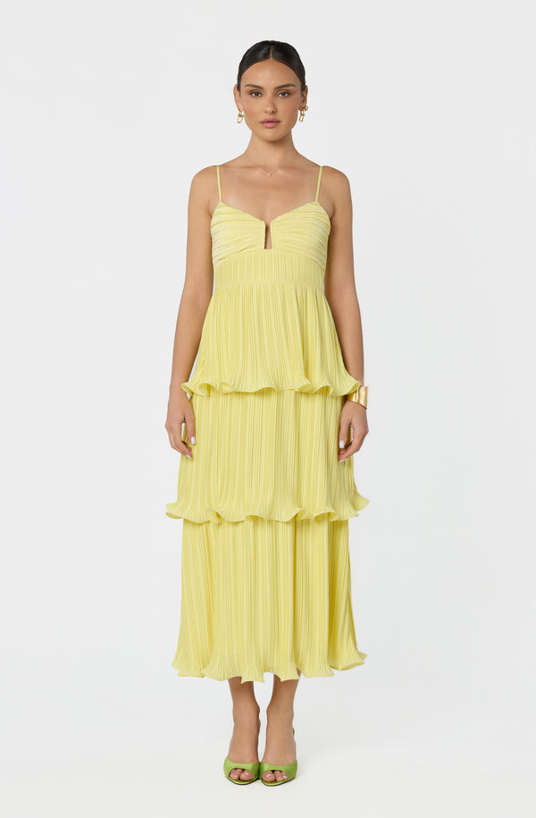chinese dress ladies Milla Sky- Spaghetti Strap Pleated Maxi Dress