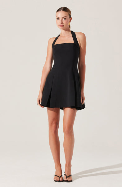 black halter neck mini dress Lilibeth Halter Neck Mini Dress
