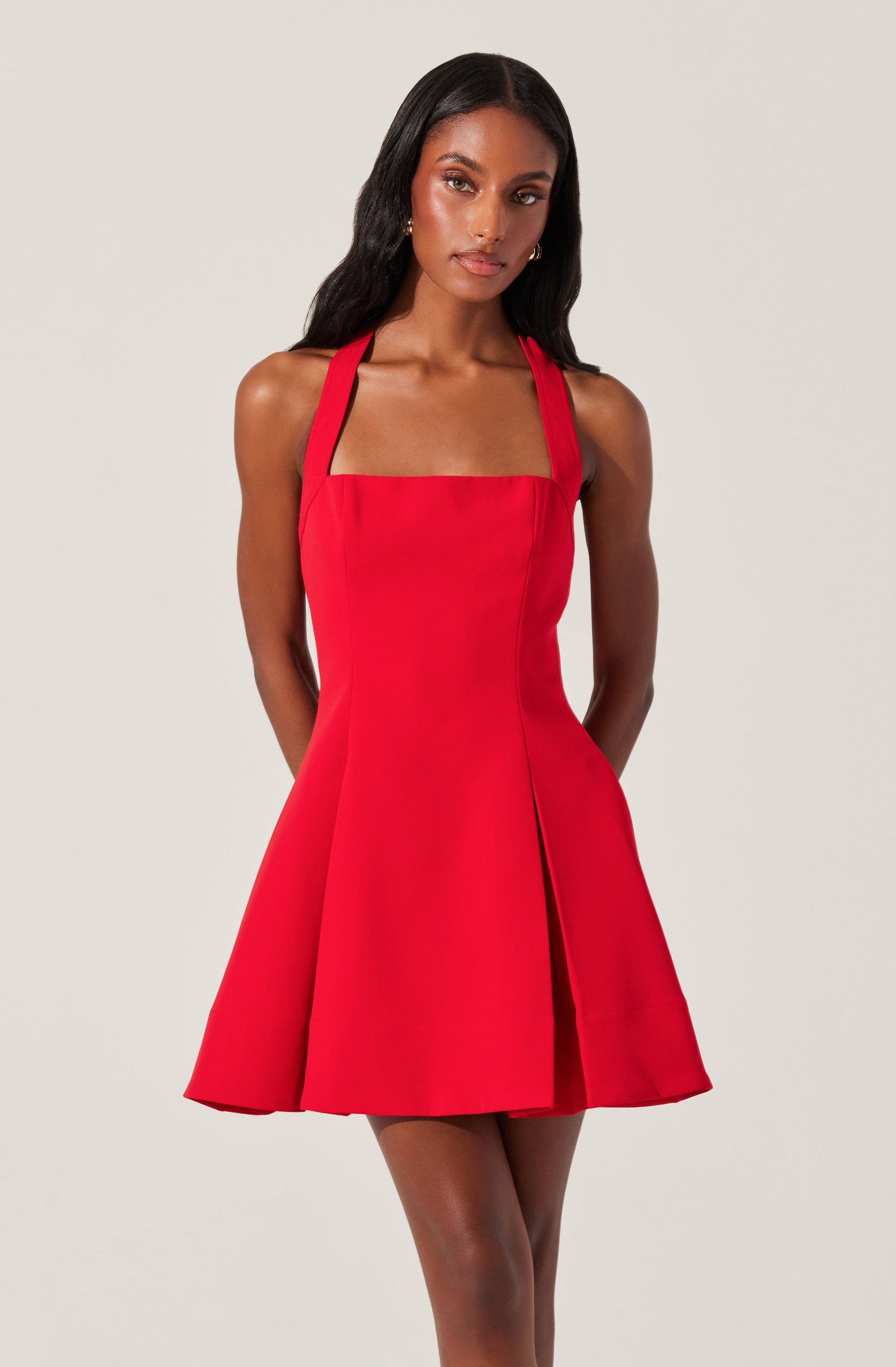 green emerald velvet dress Lilibeth Halter Neck Mini Dress