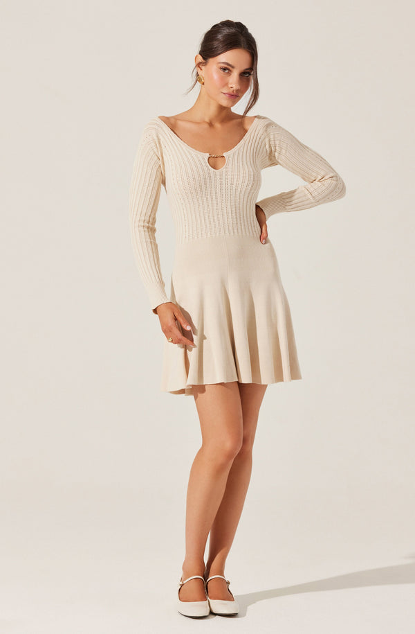 pleated sweater dress mini Cybele Pointelle Mini Sweater Dress