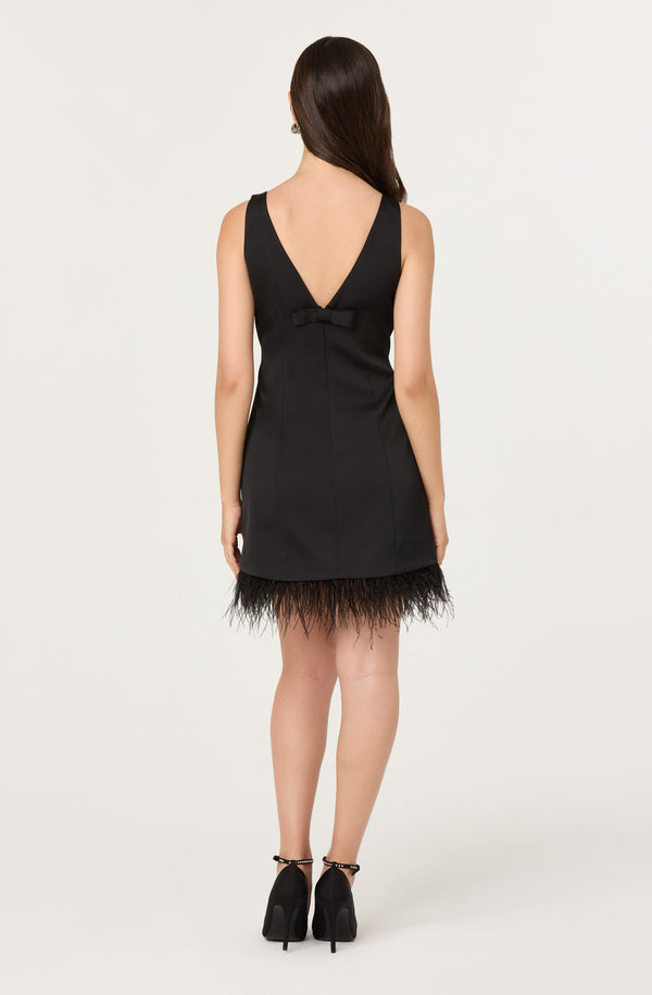 Alisanne Feather Trim Mini Dress - ASTR the Label Alisanne Feather Trim Mini Dress - ASTR the Label