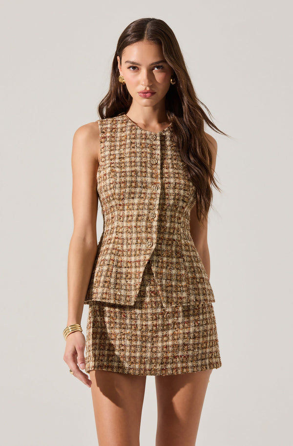 Dilone Tweed Vest Mini Dress - ASTR the Label Dilone Tweed Vest Mini Dress - ASTR the Label