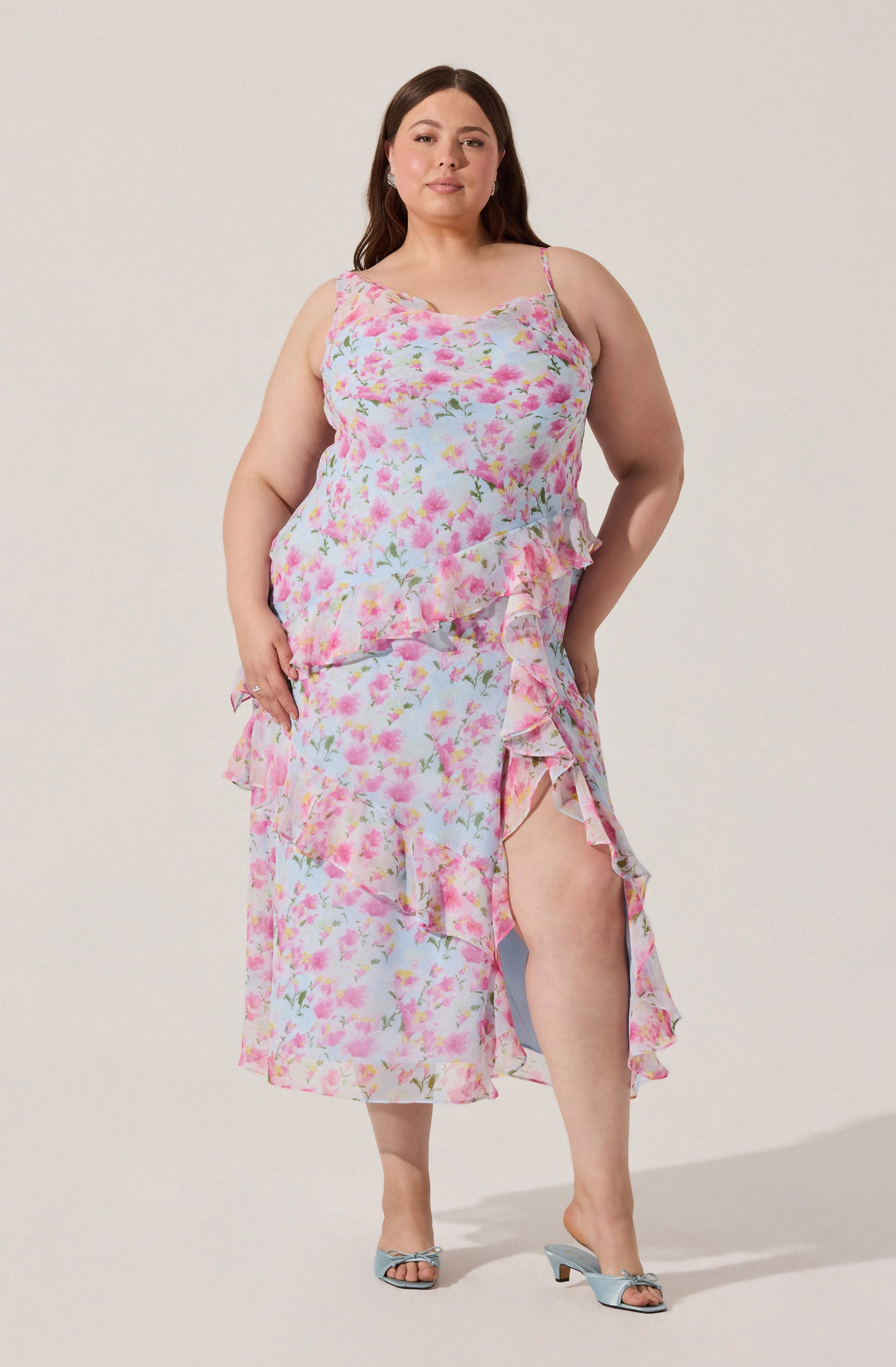Levina Asymmetric Floral Ruffle Maxi Dress - ASTR the Label Levina Asymmetric Floral Ruffle Maxi Dress - ASTR the Label