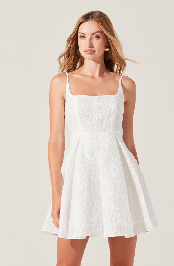Ellie Jacquard Pleated Mini Dress - ASTR the Label Ellie Jacquard Pleated Mini Dress - ASTR the Label