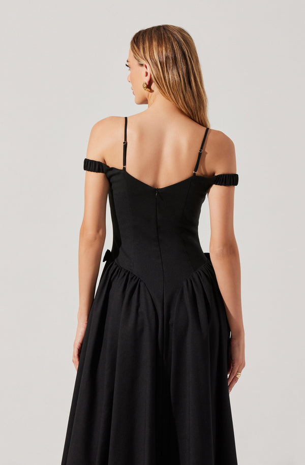 black off the shoulder midi dress Asymmetric Off-Shoulder Loveiss This garment fits true to size Eloise Off Shoulder Body Sculpting