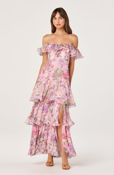 Wilder Off-the-Shoulder Chiffon Maxi Dress