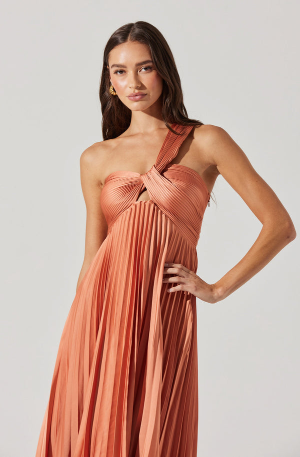 strapless open back dress Chocolate Brown Satin Surplice Neck Tie Back Pleated Maxi Dress Large main image 0