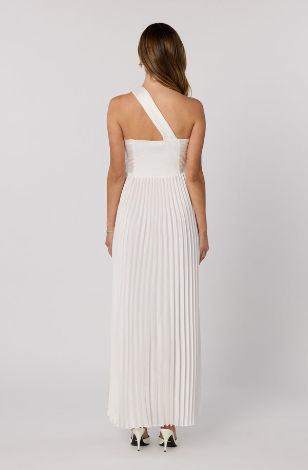 astr pleated drop waist maxi dress Rasya One-Shoulder Pleated Maxi Dress