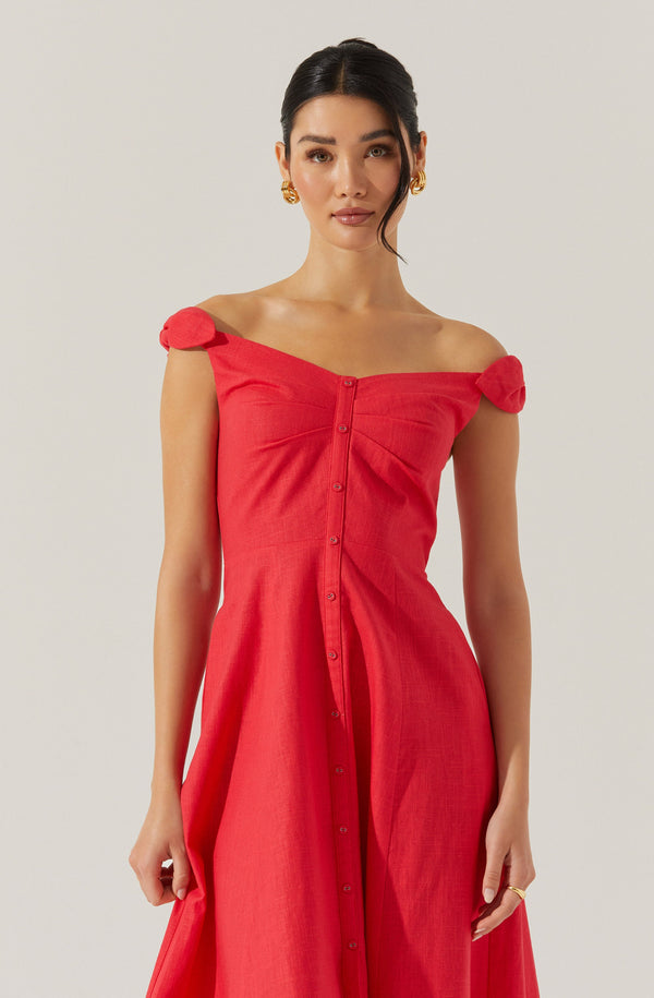 Charelin Linen Off Shoulder Dress