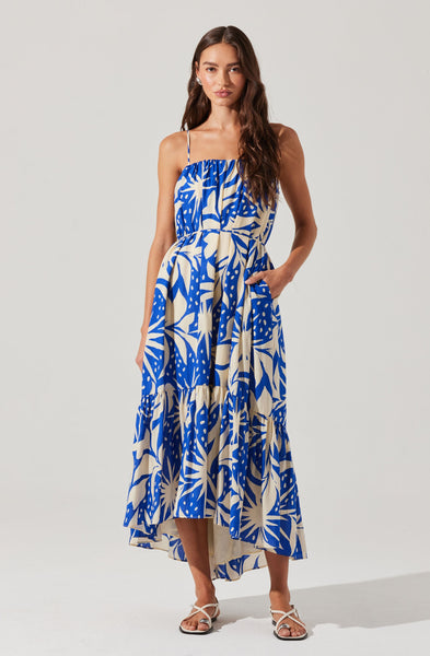 【ISA ARFEN】 abstract floral hem DRESS ACDR102679NC_BLUETROPICAL_1_gr