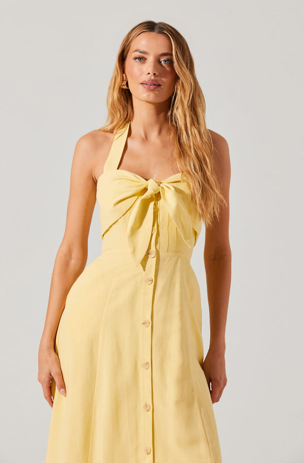 Katherine Linen-Blend Halter Midi Dress - ASTR the Label Katherine Linen-Blend Halter Midi Dress - ASTR the Label
