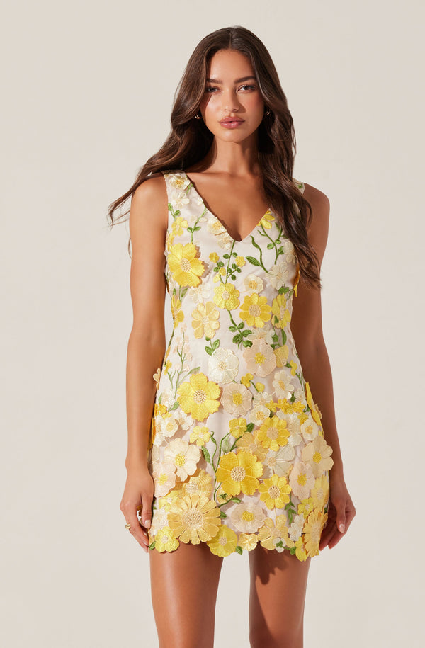 Aisha Floral Appliqu Mini Dress - ASTR the Label Aisha Floral Appliqu Mini Dress - ASTR the Label