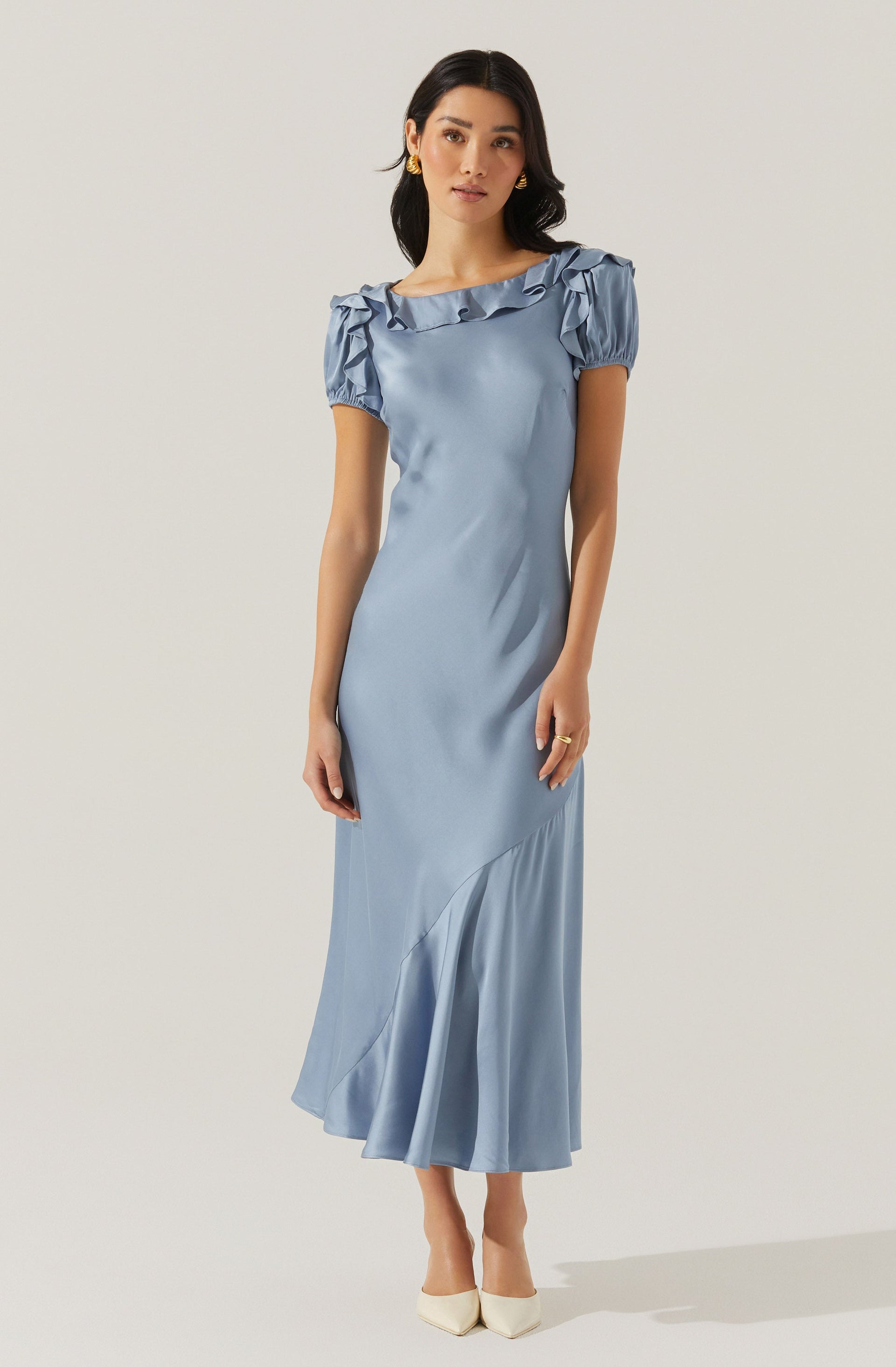 knee length dresses for ladies Philomene V-Neck Ruffle Trim Dress main image 0