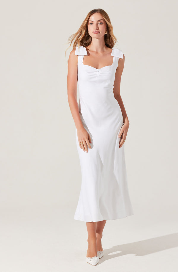 white midi dress with bow in back Wholesale white midi dress for your store
