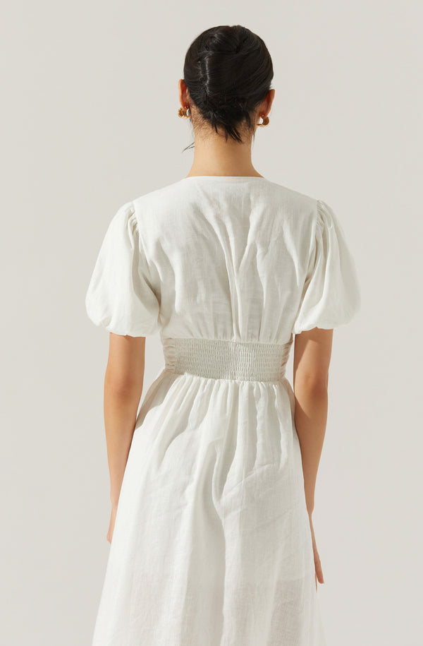 Citrine Linen Bow Front Midi Dress - ASTR the Label Citrine Linen Bow Front Midi Dress - ASTR the Label