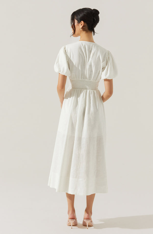 Citrine Linen Bow Front Midi Dress - ASTR the Label Citrine Linen Bow Front Midi Dress - ASTR the Label