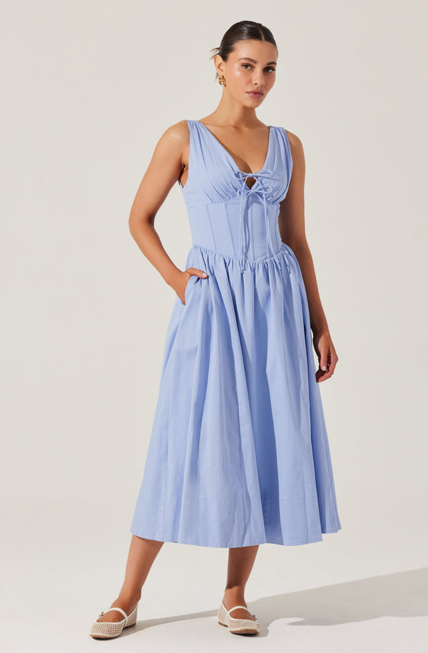 Maili Corset Poplin Midi Dress - ASTR the Label Maili Corset Poplin Midi Dress - ASTR the Label