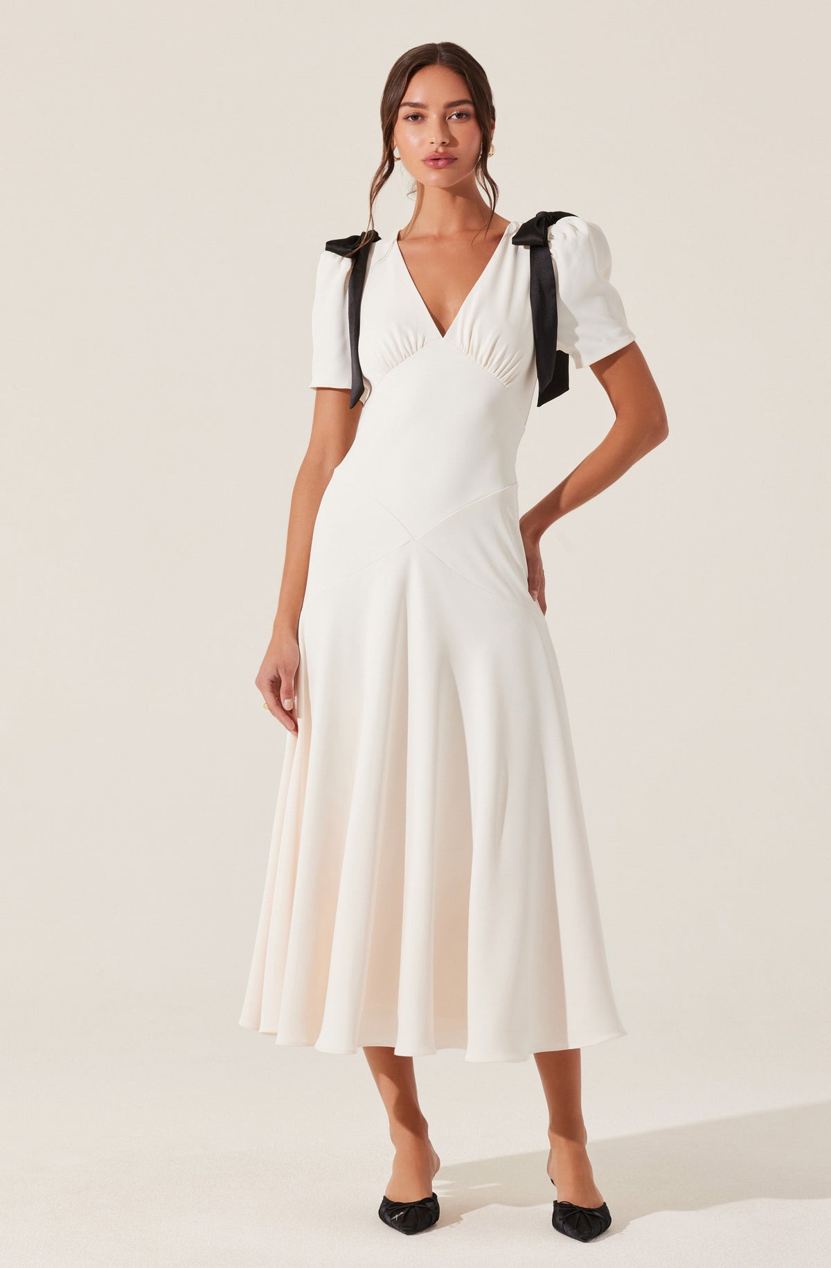 Ciela Bow Puff Sleeve Dress