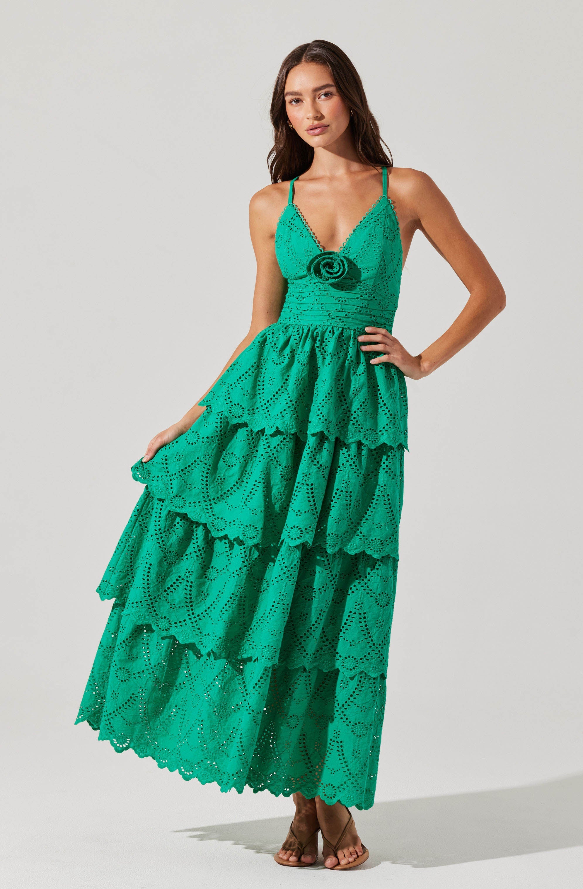 astr the label Faeryn Eyelet Tiered Maxi Dress