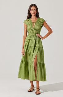 Alexandria Shirred Tiered Midi Dress - ASTR the Label