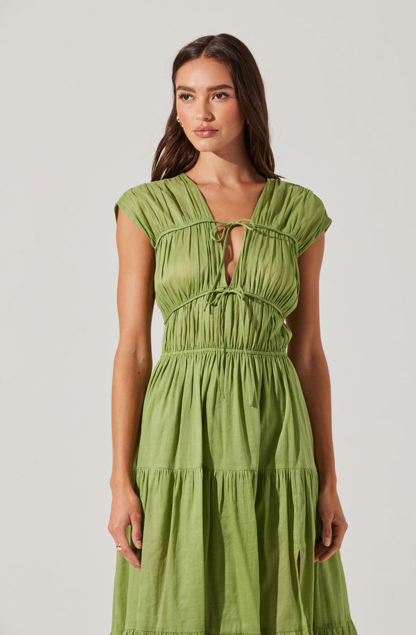Alexandria Shirred Tiered Midi Dress - ASTR the Label Alexandria Shirred Tiered Midi Dress - ASTR the Label