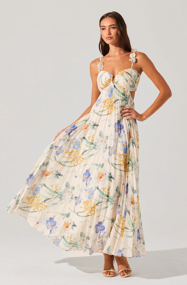 Emese Floral Pleated Maxi Dress - ASTR the Label Emese Floral Pleated Maxi Dress - ASTR the Label