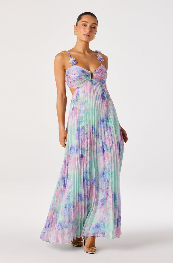 white christmas dresses Metallic Cut-Out Tiered Maxi Dress L main image 0
