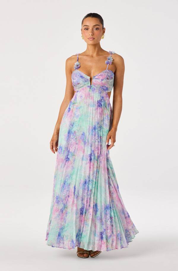 open lace back dress Emese Floral Cutout Maxi Dress