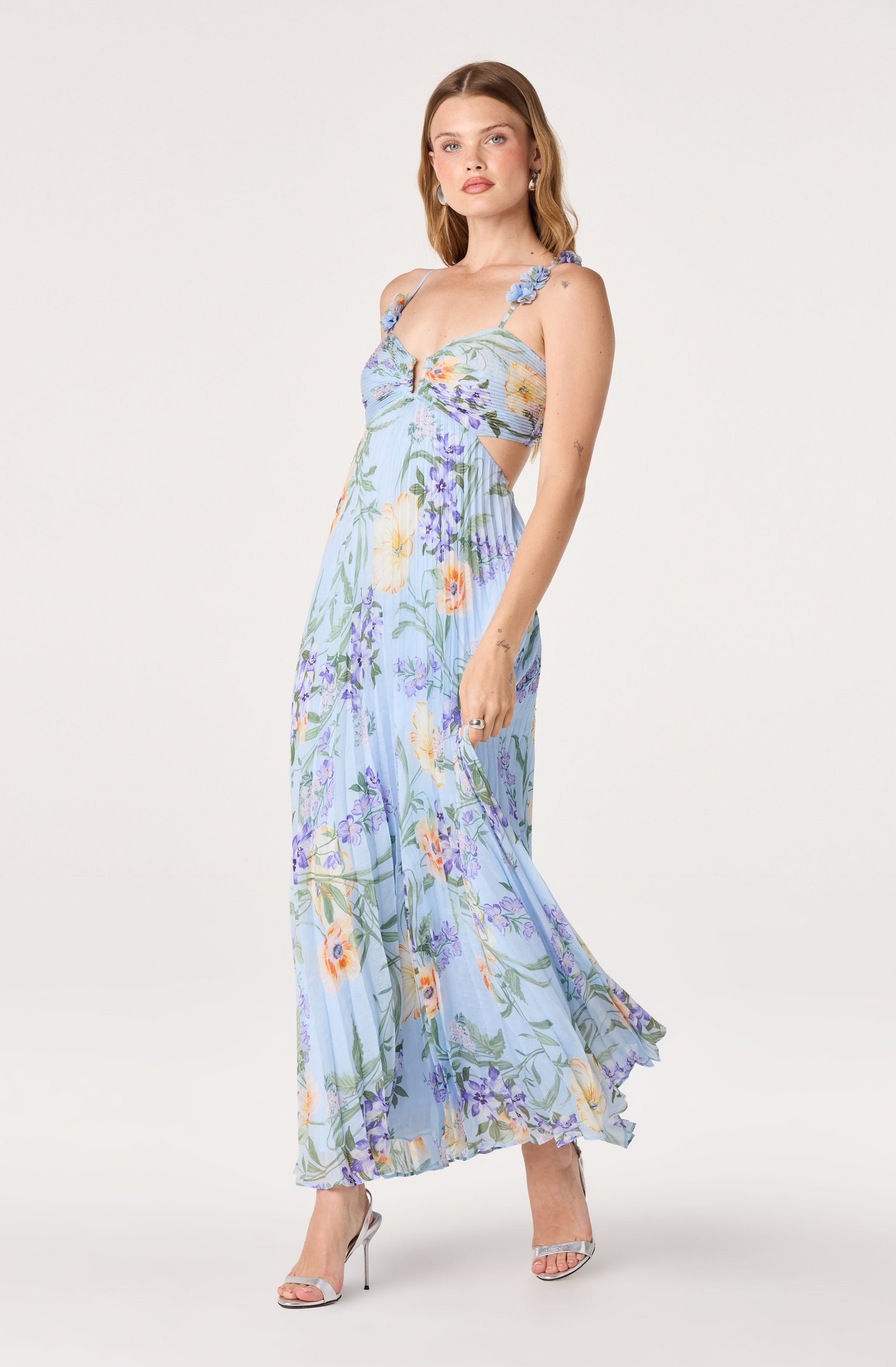 strapless open back dress Little Paisley People Emma Dress in Blue Blossoms main image 0