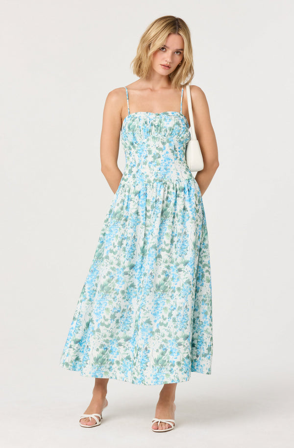 Capria Pleated Milkmaid Midi Dress - ASTR the Label Capria Pleated Milkmaid Midi Dress - ASTR the Label
